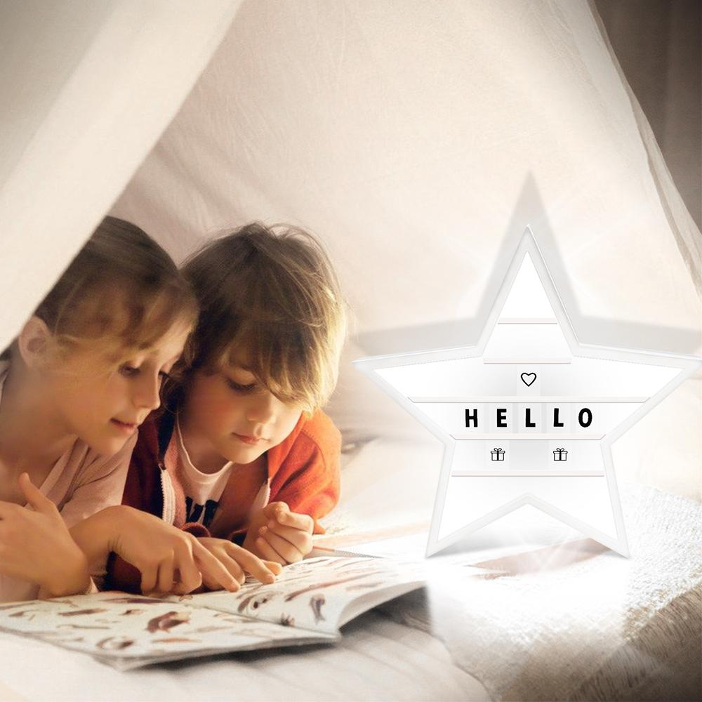 Hộp đèn chiếu phim, hình ngôi sao với các chữ cái