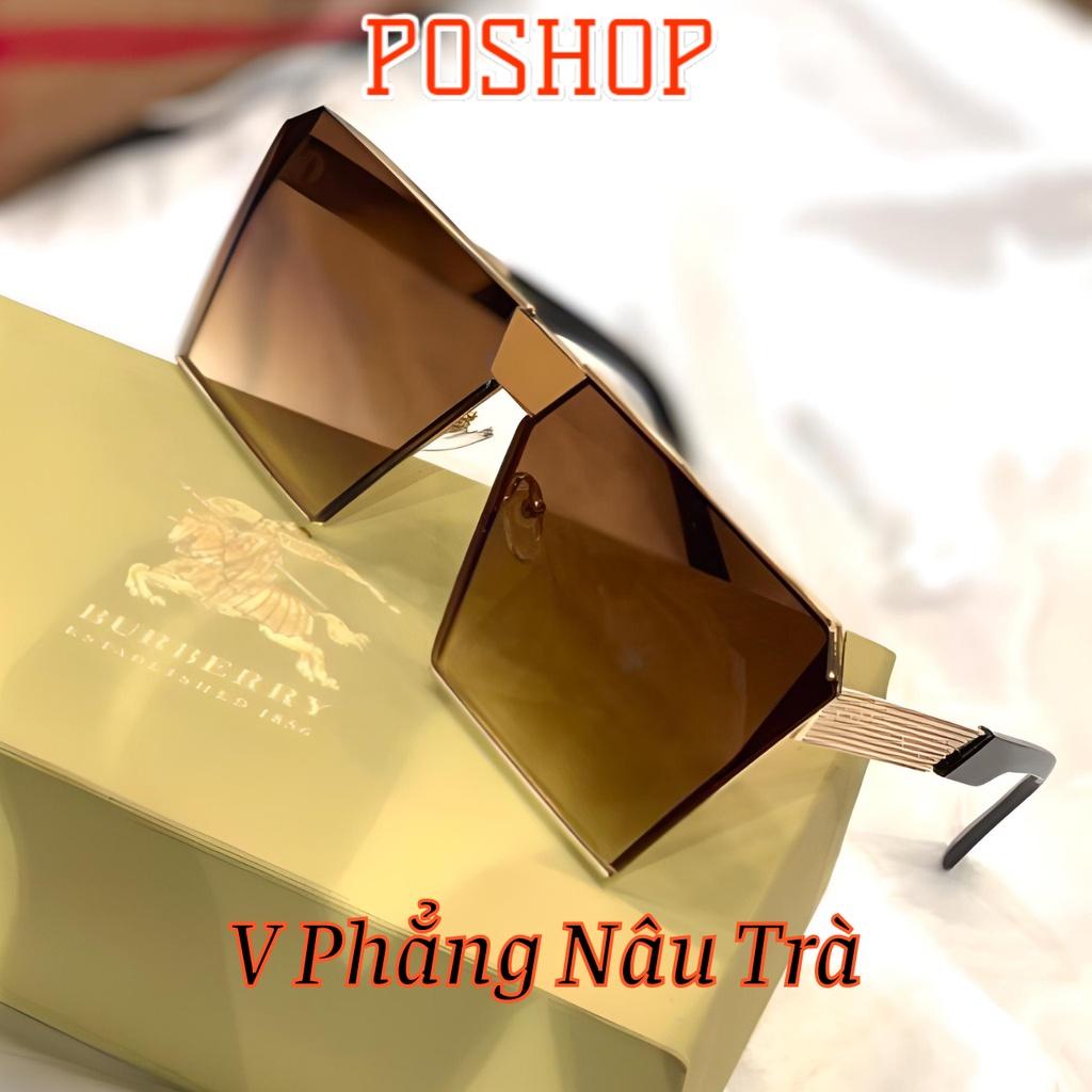 Mắt kính mát nam nữ POSHOP gọng kim loại thiết kế kiểu vuông thời trang dễ đeo chống tia cực tím uv400 VPHANG