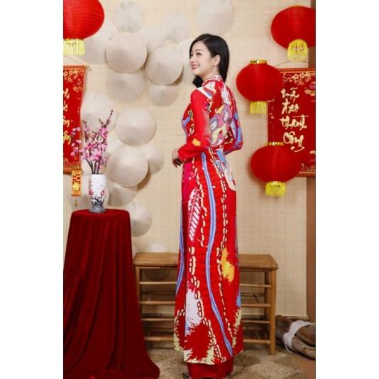 SÉT ÁO DÀI HỌA TIẾT KỲ LÂN IN 5D