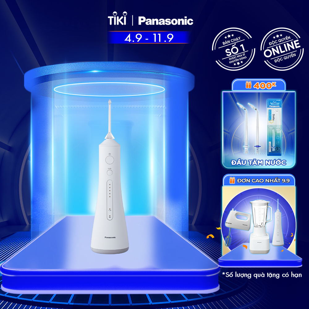 Máy tăm nước cầm tay Panasonic công nghệ siêu âm EW1511 - Hàng Chính Hãng - Trắng