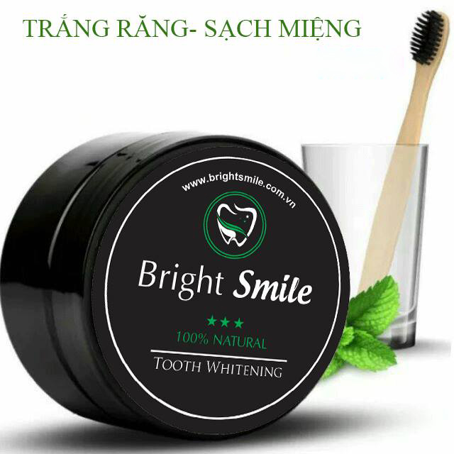 Combo 2 hộp Bột tẩy trắng răng than tre hoạt tính Bright Smile Hũ lớn 100g - Tẩy sạch các vết ố vàng, chắc khỏe răng, hơi thở thơm mát