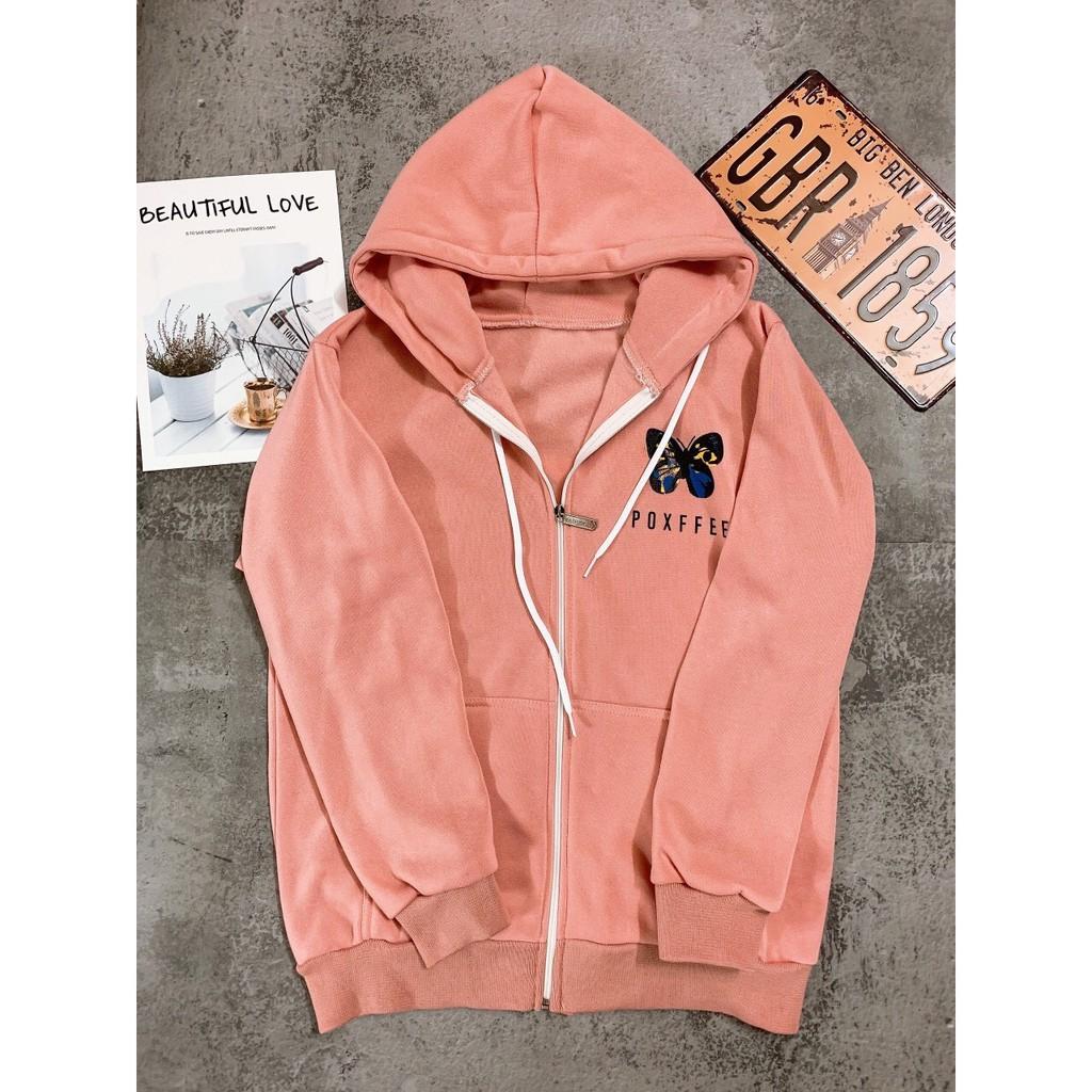 Áo Khoác Hoodie Áo Khoác Thun Nỉ Dây Kéo Hình Bướm -