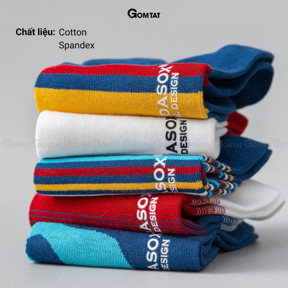 Set 5 đôi tất vớ nam cổ ngắn GOMTAT họa tiết, chất liệu cotton cao cấp thoáng mát, êm chân - PO-HANA-3013-CB5