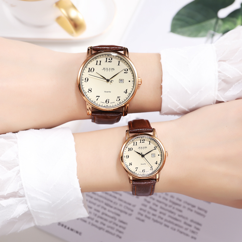 Đồng hồ nữ julius Hàn Quốc JA-508LC dây da có lịch ngày