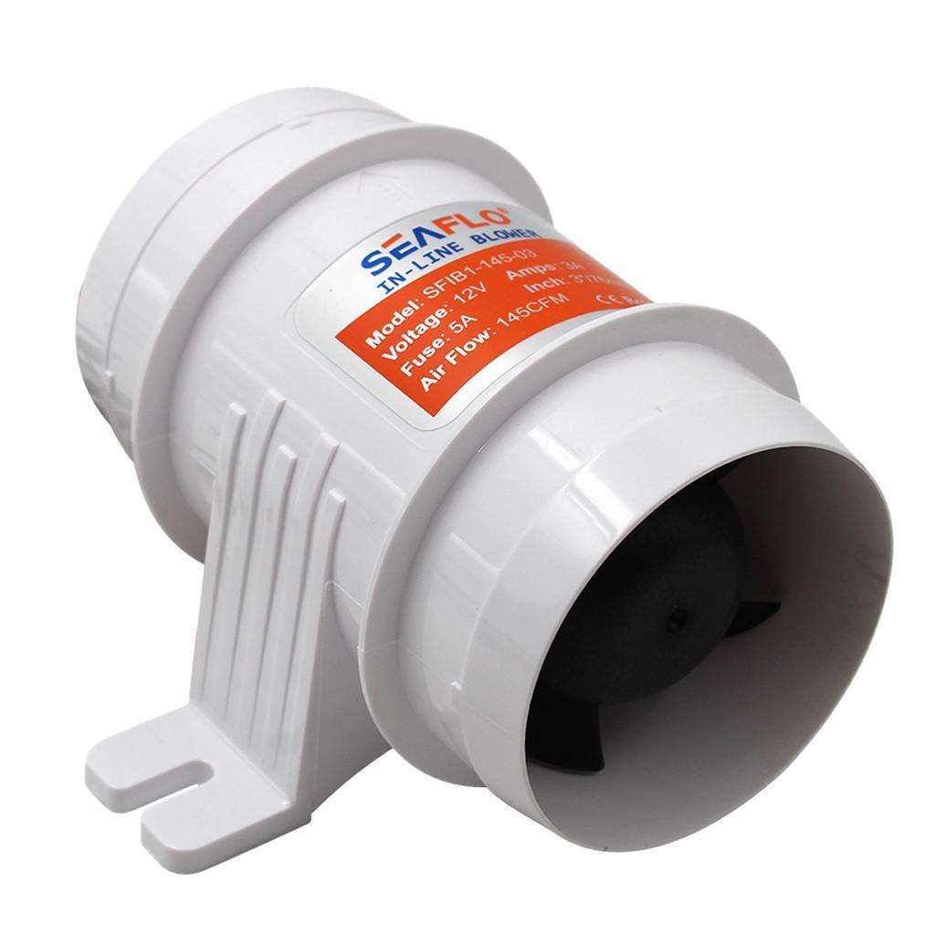 3" Marine Bilge Air Blower 24V 145 CFM Quiet Boat White