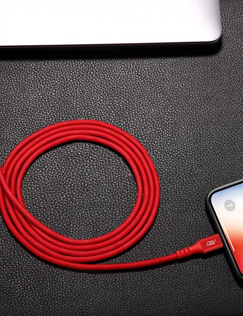 CÁP SẠC NHANH INNOSTYLE DURAFLEX 18W USB-C TO LIGHTNING 1.5M MFI IPHONE/IPAD/IPOD RED - Hàng Nhập Khẩu