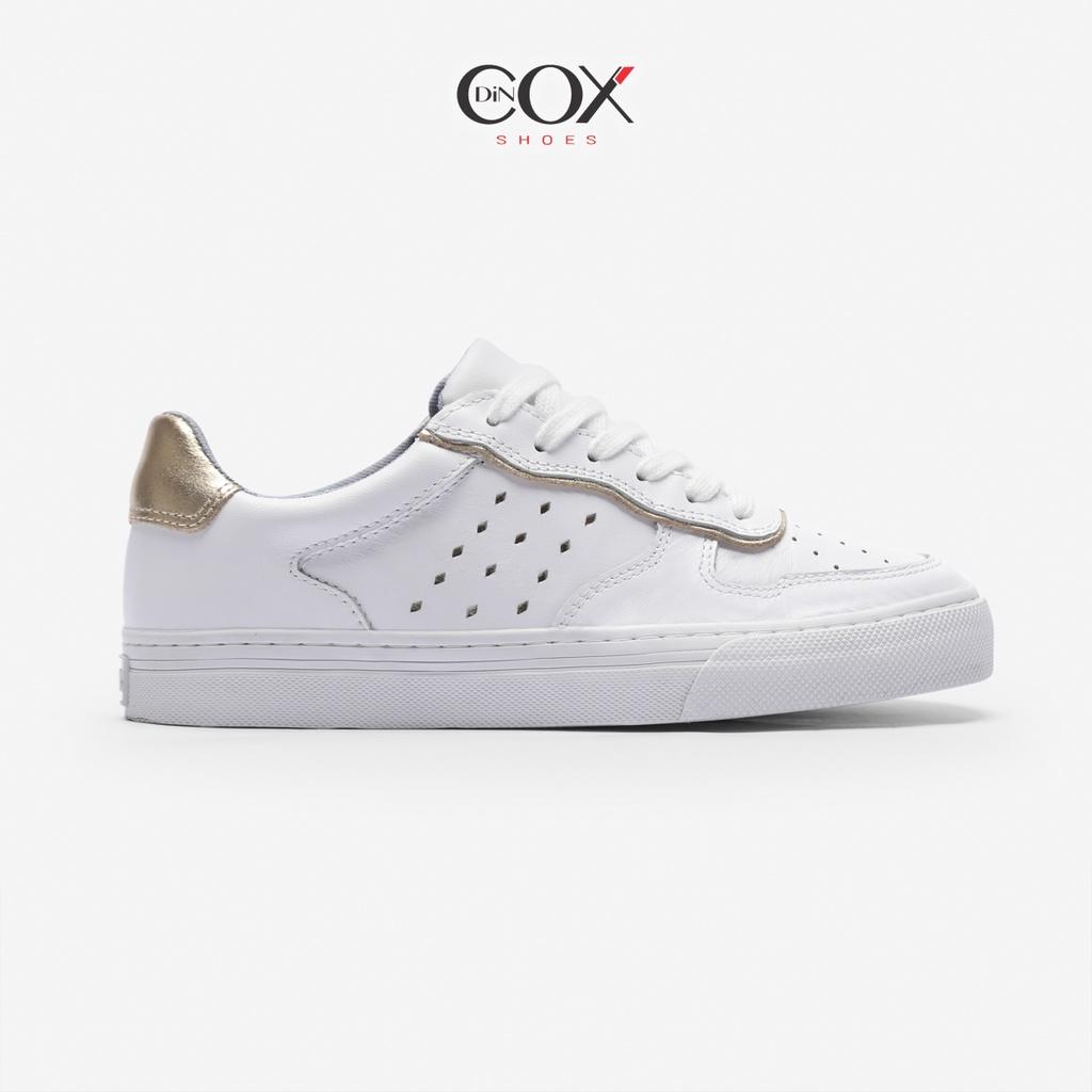 Giày Nữ Sneaker Da Bò Thời Trang DINCOX Chính Hãng E03 White Gold Sang Trọng