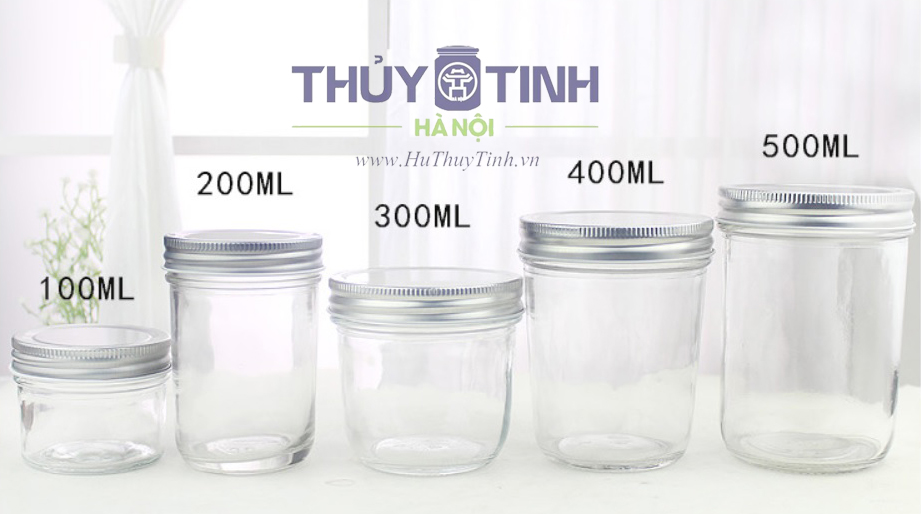 Hũ thủy tinh mẫu TRÒN NẮP NHÔM bạc rất dày, an toàn dùng đựng gia vị, đồ khô, hương liệu, mật ong
