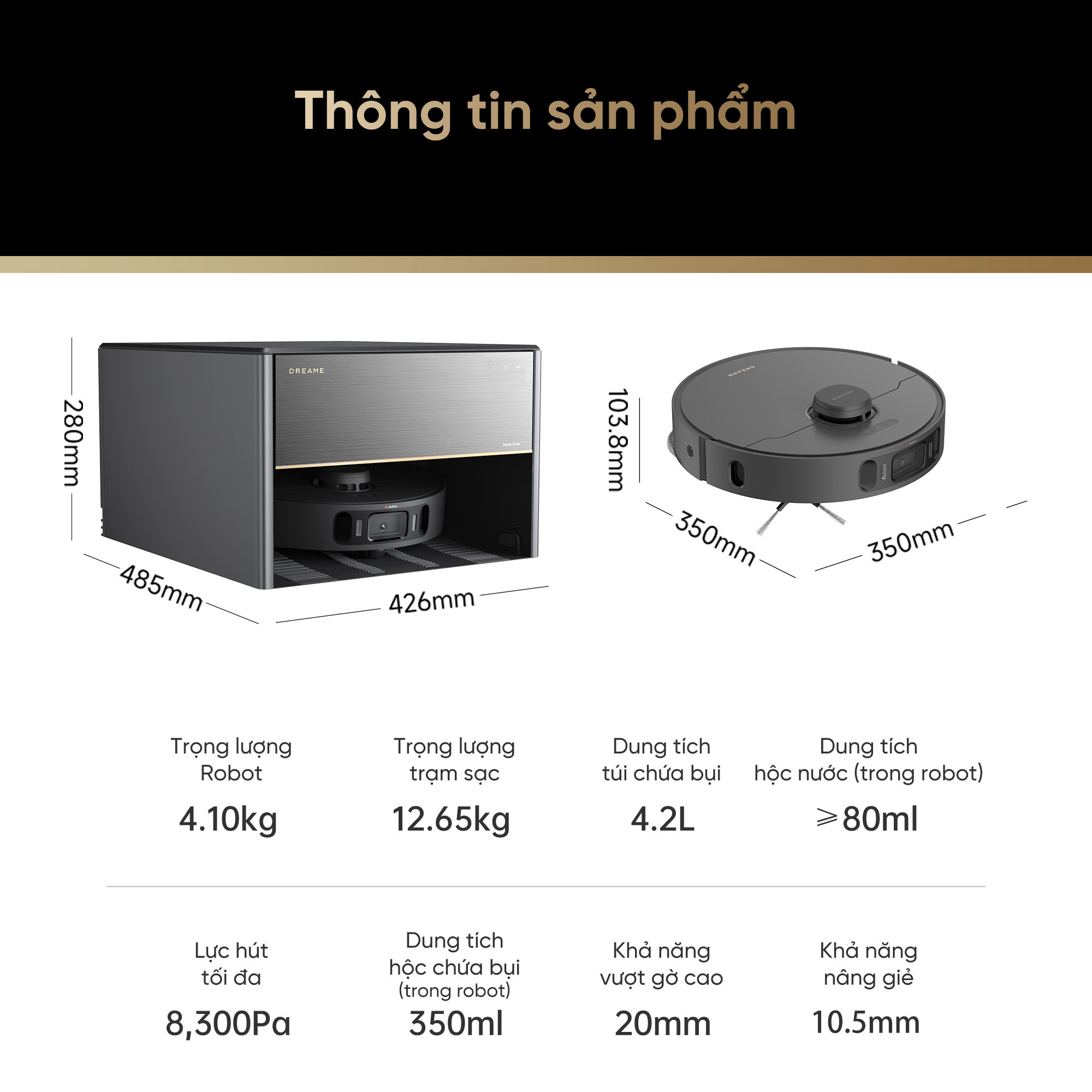 Robot hút bụi lau sàn chuyên dụng Dreame X30 Master - Hàng chính hãng