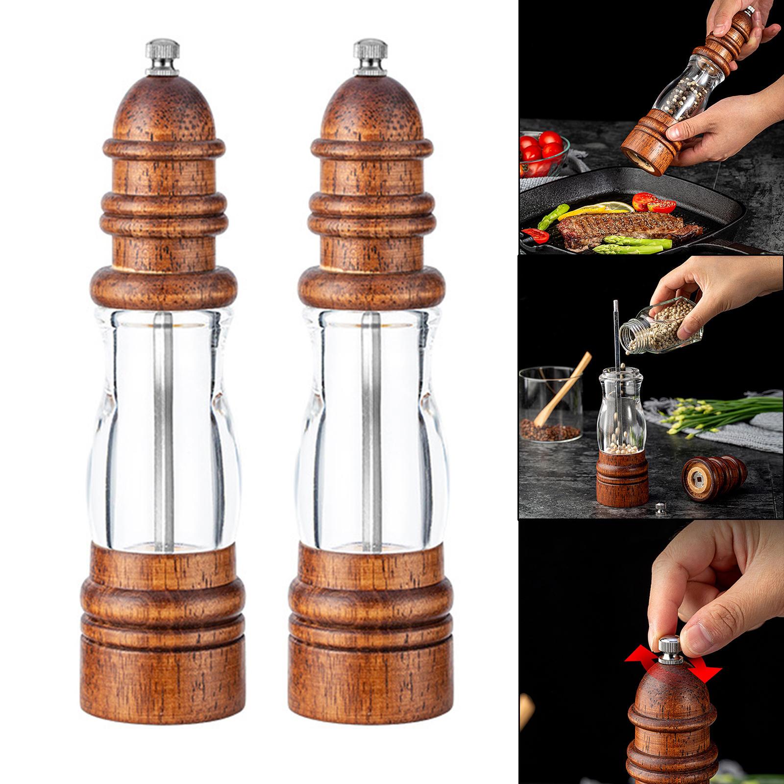 Salt and Pepper Grinder Set Refillable Salt and Pepper Shaker Mill Kit with Adjustable Coarseness Sesame Grinder Tableware Gifts 8.7 Inch Tall 2Pcs