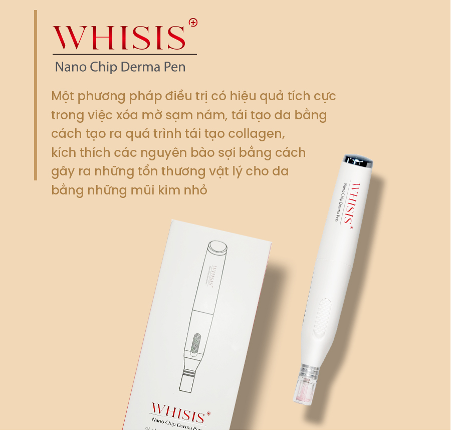 Máy Đẩy Tinh Chất WHISIS Nano Chip Derma Pen Xóa Mờ Sạm Nám, Tái Tạo Da