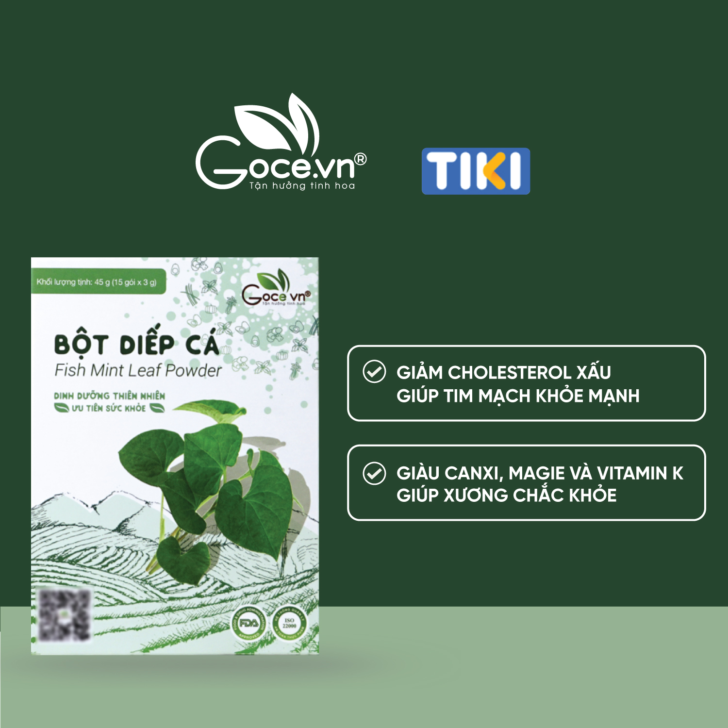 Bột diếp cá nguyên chất Goce - 45g  ST