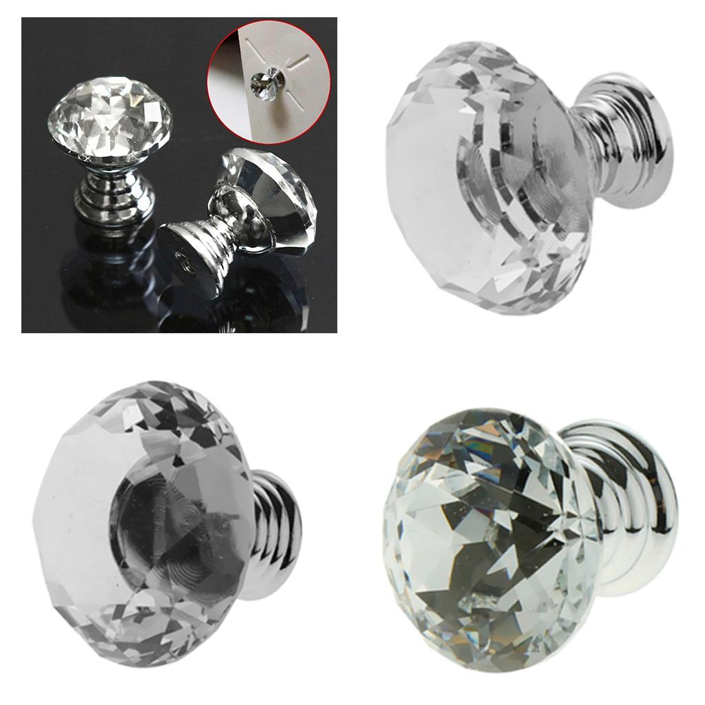 10x Glass Diamond Door Knob Drawer Dresser Pull Handle Cabinet Hardware