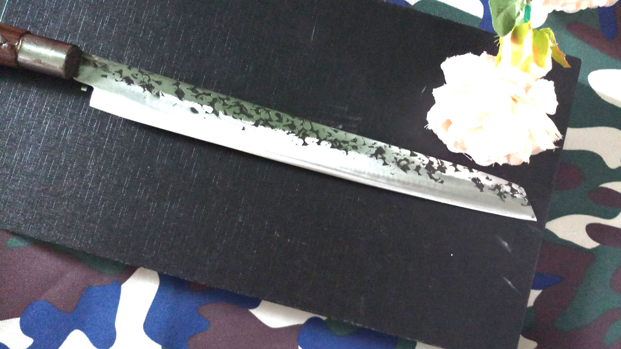DAO BẾP PHÚC SEN -  DAO BẾP SASHIMI MẶT HOA VĂN MÃ Sk1 N4