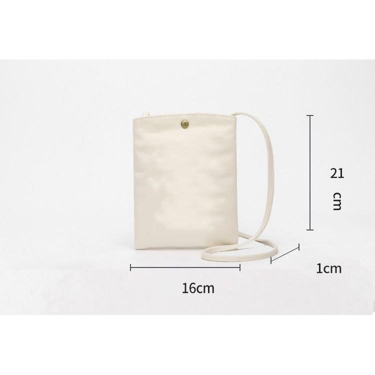 Túi tote vải đeo chéo canvas đựng điện thoại 2 lớp nút bấm