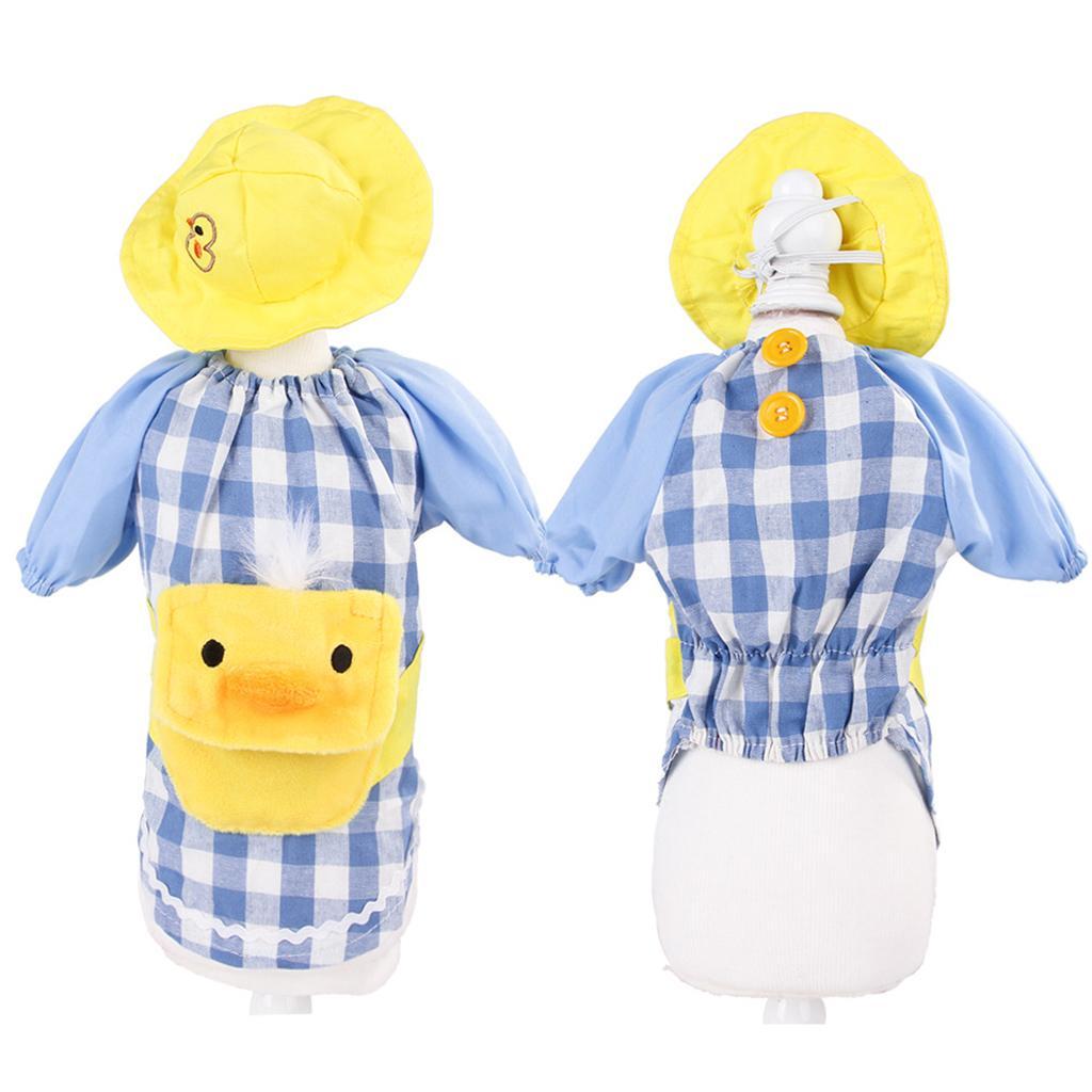 Pet Dog Clothes Overall Yellow, Duck+Blue Grid/ Cotton Linen 3 Sizes
