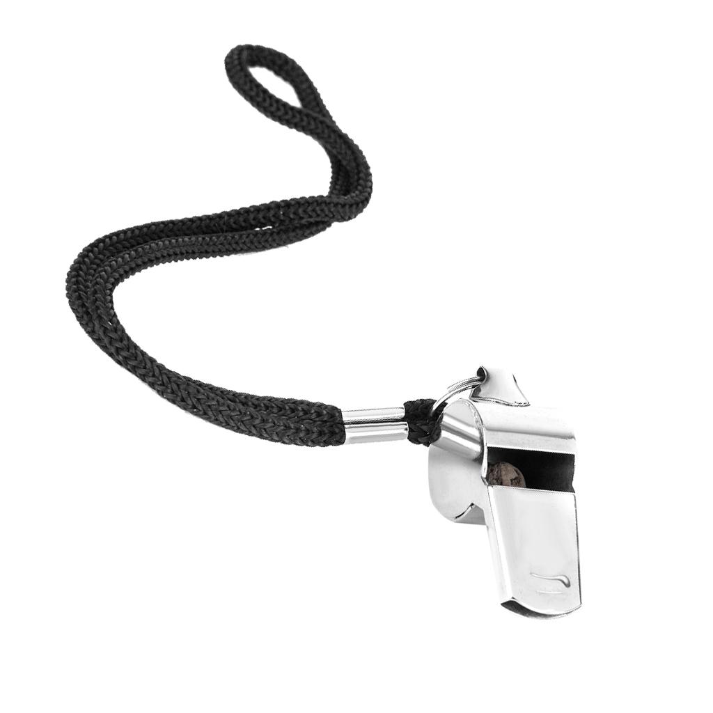 6 x Stainless Steel Sports Training Referee Whistle with Lanyard