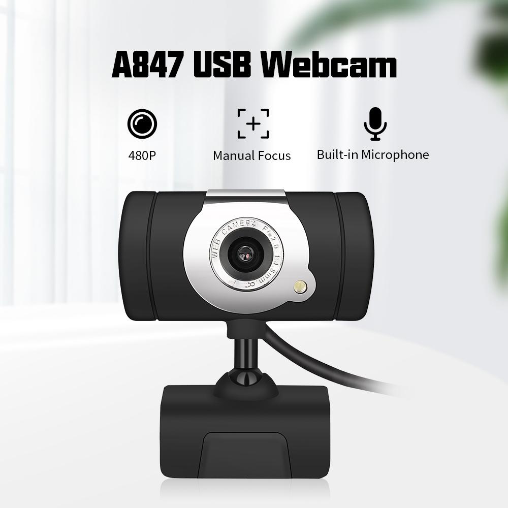 Webcam HXSJ A847 480P Lấy nét Tích hợp Micrô hấp thụ âm thanh cho Máy tính để bàn, laptop