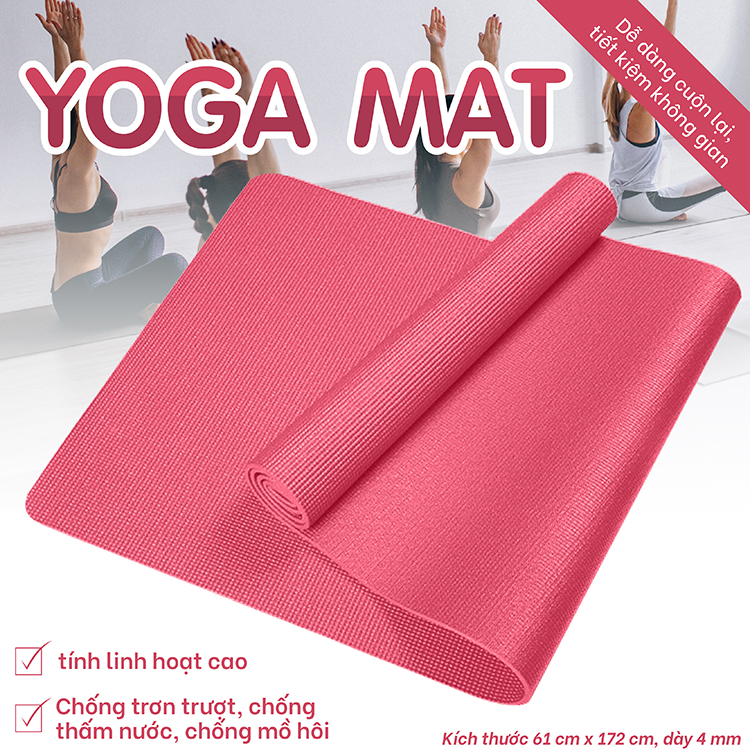 Hình ảnh Thảm tập, Đệm lót, Miếng lót yoga,Thảm tập gym chống trượt tập thể dục tại nhà  4mm - 6mm - 8mm BG tặng kèm túi đựng thảm cao cấp