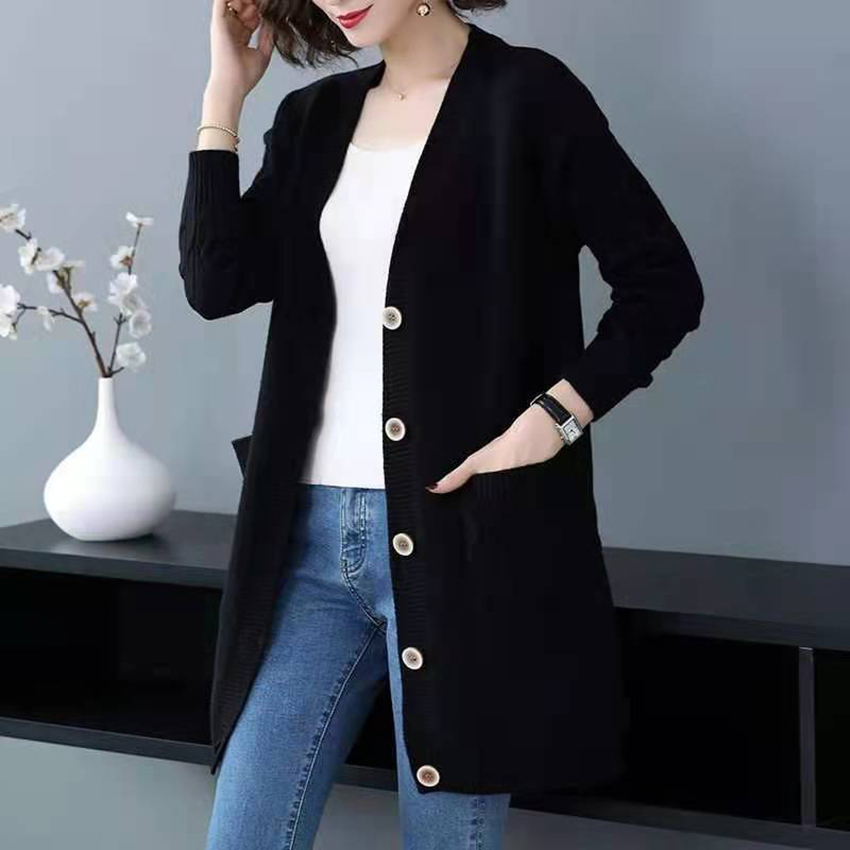 Áo len cardigan dáng dài len mềm phong cách Hàn Quốc freesize