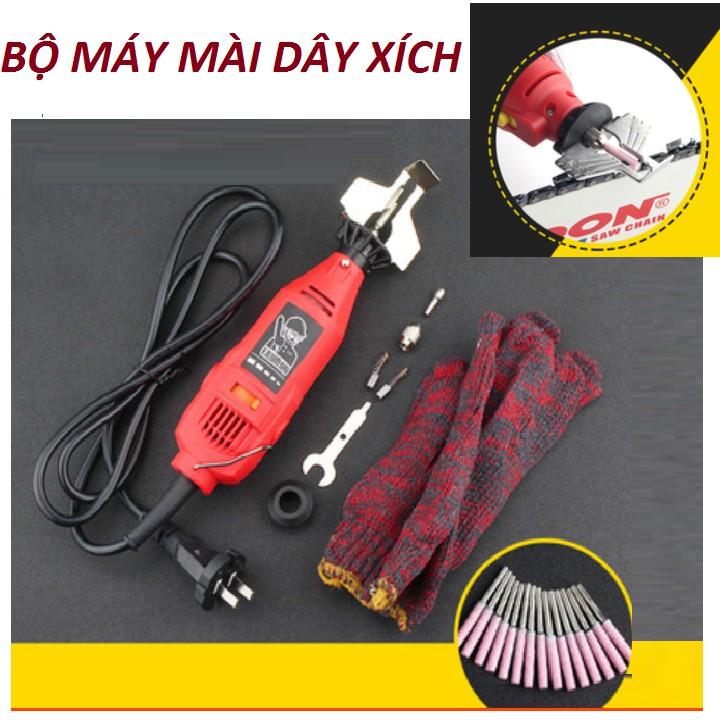 máy mài dũa dây xích gắn lưỡi cưa