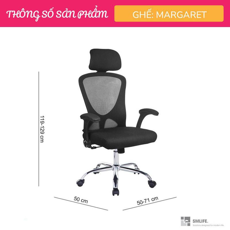 Ghế xoay nhân viên bọc lưới có tựa đầu SMLIFE Margaret