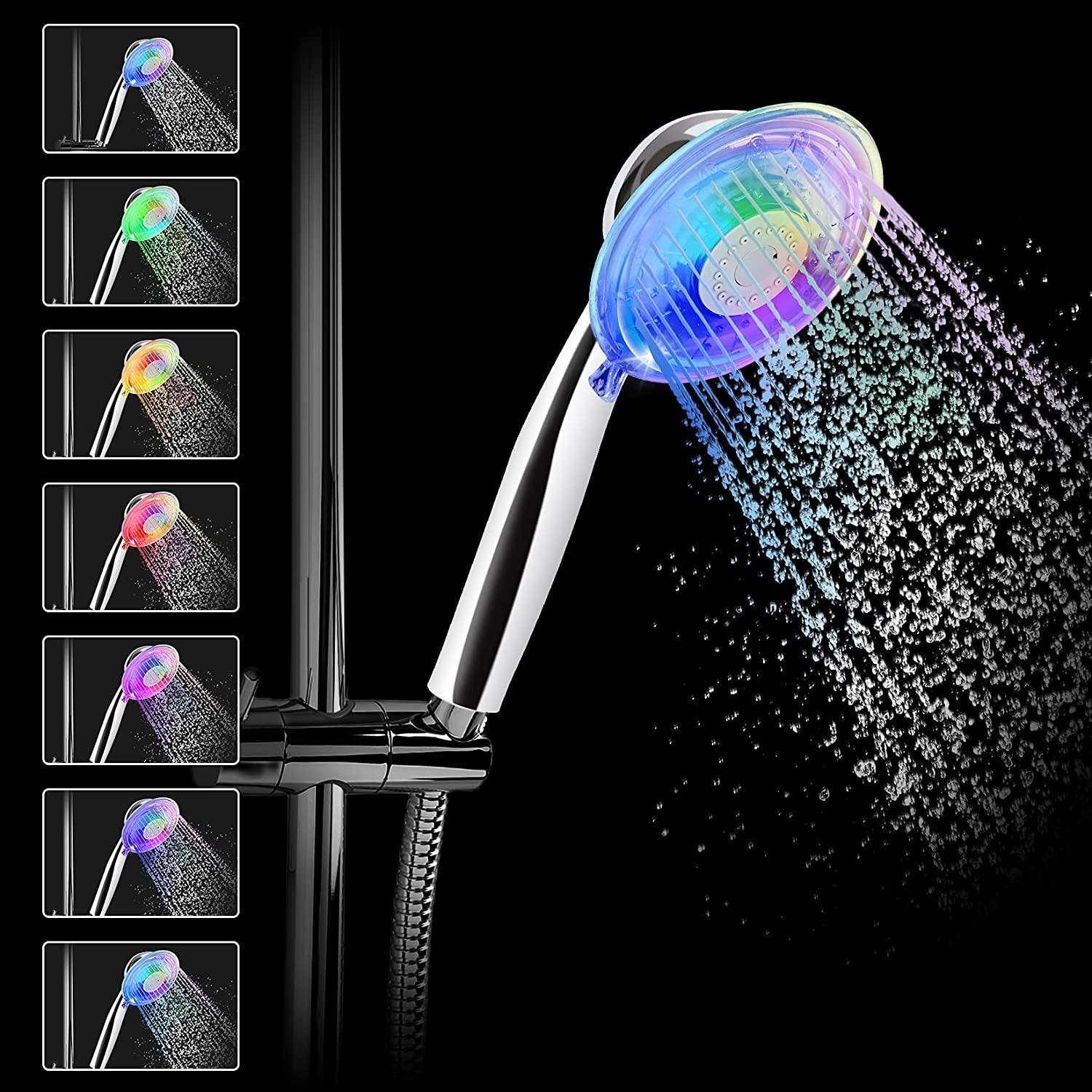 Đầu vòi hoa sen LED, Đầu vòi hoa sen cầm tay 7 màu thay đổi màu sắc