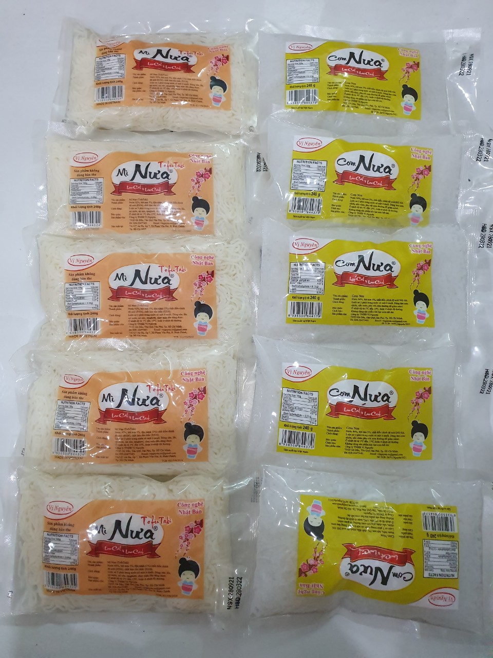 Combo 5 Gói Mì Nưa 5 Gói Cơm Nưa Vị Nguyên 240Gram