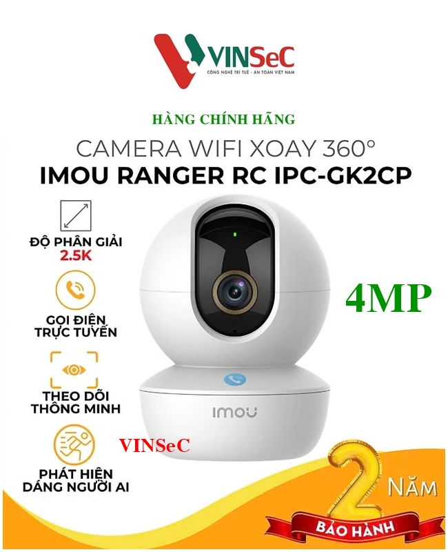 Camera Trong Nhà Imou Ranger Rc 3Mp 4Mp 5Mp Ipc - Gk2Cp - 3C0W - Gọi Điện Qua App, Phát Hiện Dáng Người Ai, Loa Báo Động Lớn - Hàng Chính Hãng - 4.0Mp
