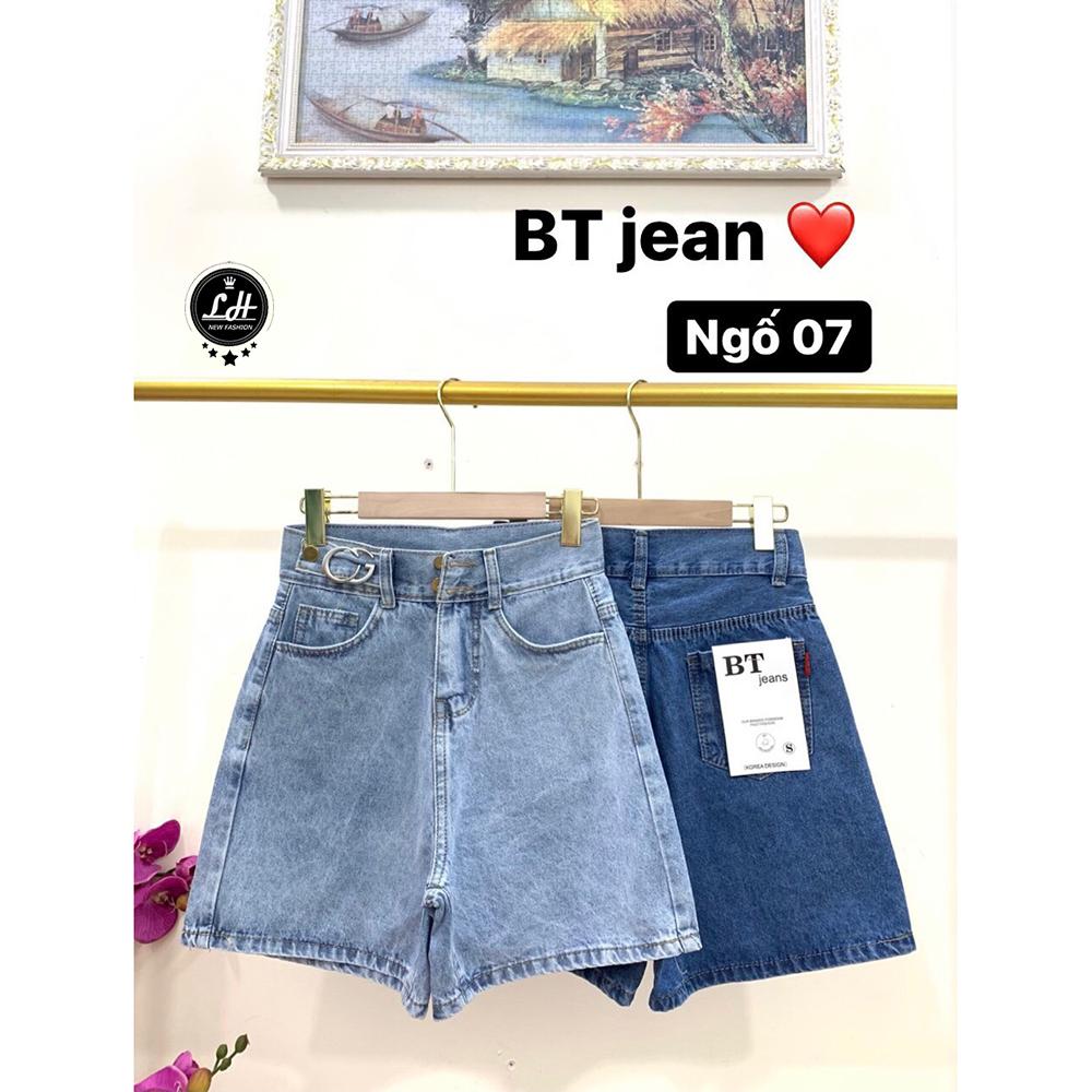 Quần ngố nữ ống rộng, quần short jean lưng cao màu xám đen hai nút kiểu túi nắp, túi vuông, 2 đai siêu dễ thương giá rẻ