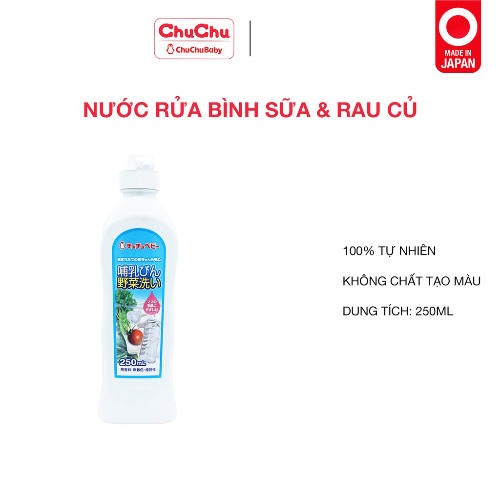 Nước rửa bình sữa, núm ty và rau củ qủa Chuchu Baby