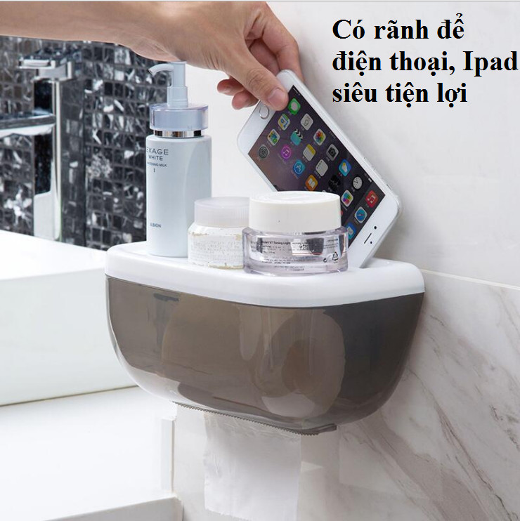 Hộp đựng khăn, giấy vệ sinh bằng nhựa ngăn bắn nước, hộp giấy vệ sinh dán tường siêu chắc chắn, tiện lợi GD284-HGVSDGian