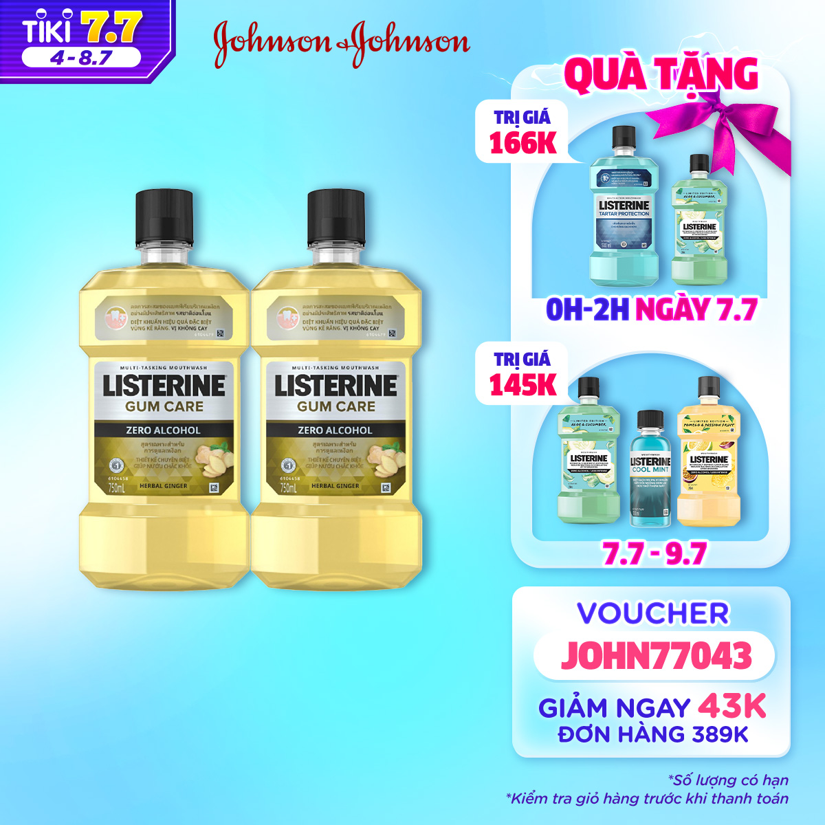 Bộ 2 Chai Nước súc miệng giúp nướu chắc khỏe Listerine Gum Care 750ml/chai 101109930