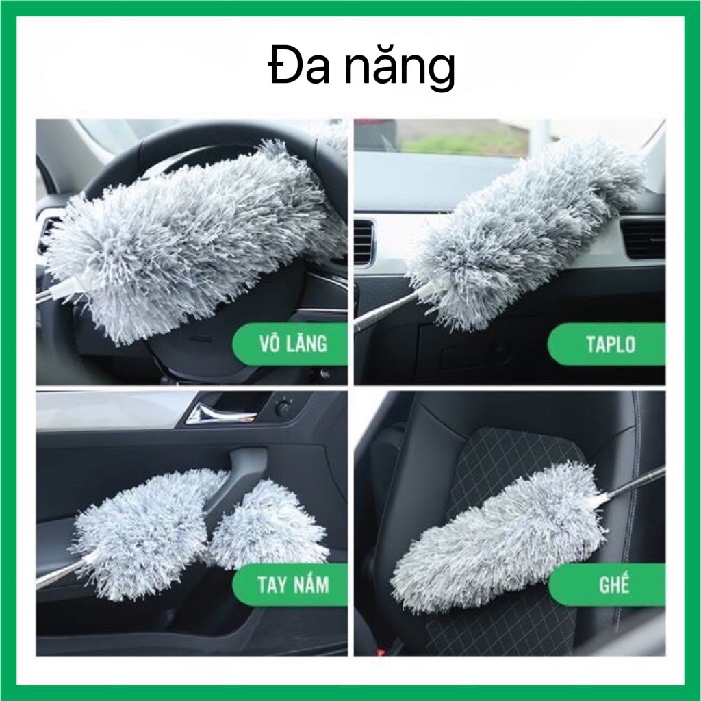 Chổi quét trần bằng sợi vải siêu nhỏ, cán dài inox cao cấp