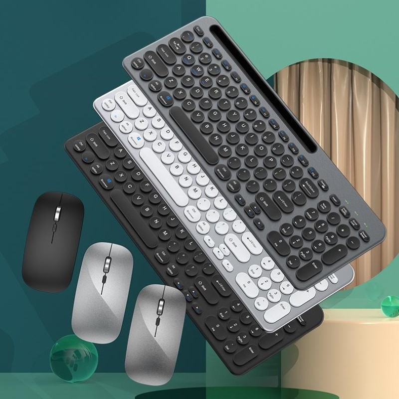 Bộ Bàn phím chuột không dây W709 có khe để điện thoại , máy tính bảng - kết nối bluetooth 5.0 + Usb 2.4g Pin sạc TypeC hàng nhập khẩu