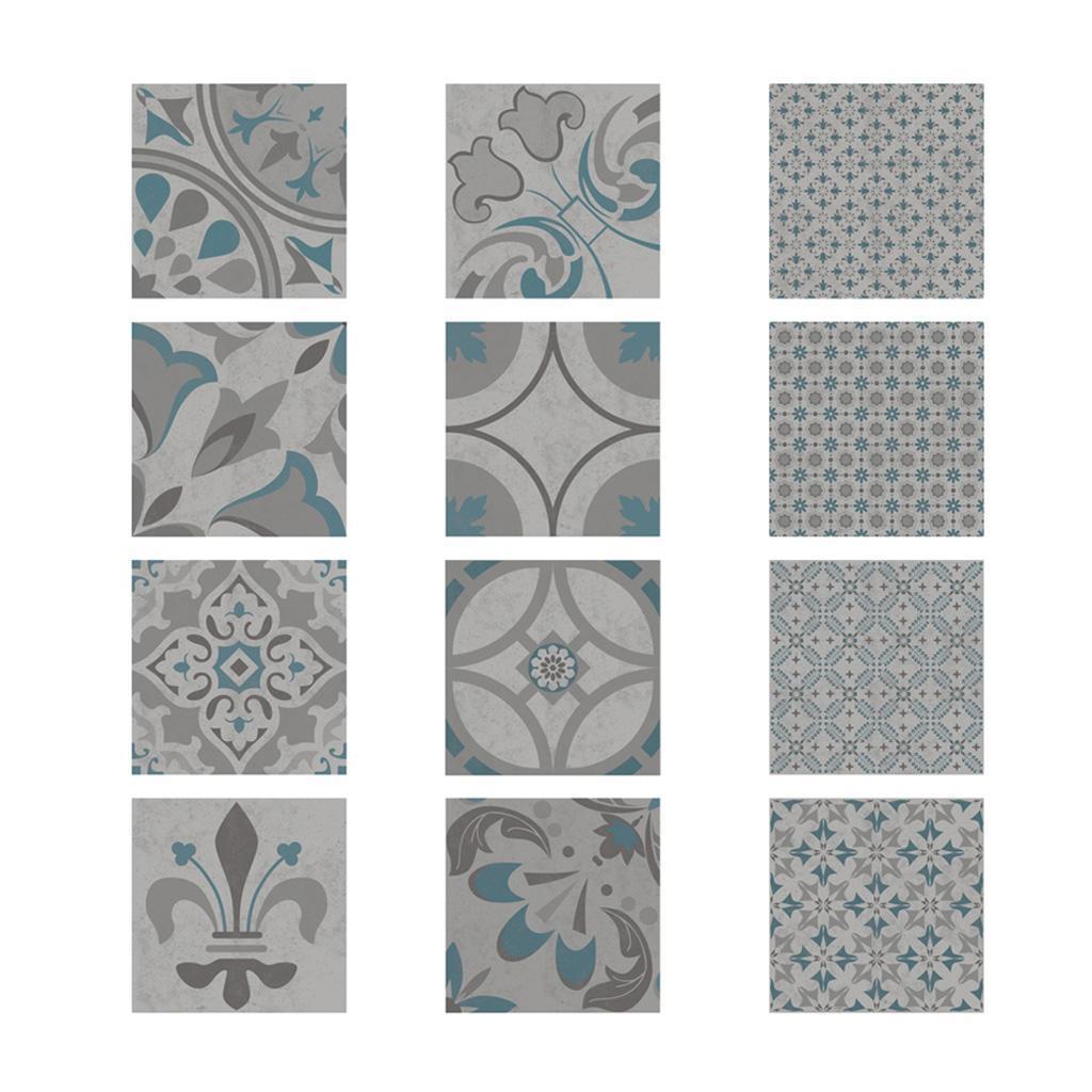 12Pieces Mosaic Wall Floor Tiles Sticker Decal Kitchen Bathroom Waterproof