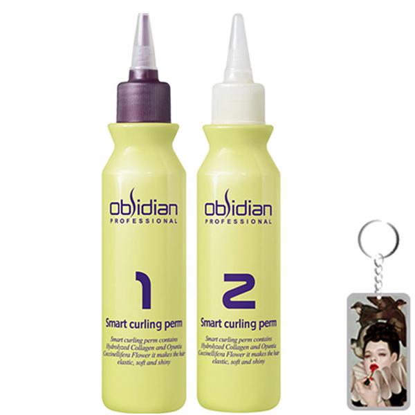 Thuốc uốn tóc 3D Obsidian Professional Smart Curling Perm Hàn Quốc (2x120ml) tặng kèm móc khoá