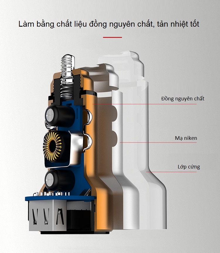 Tẩu cắm sạc điện thoại trên ô tô cao cấp, tiện lợi A98 ( Tặng 02 nút kẹp cao su giữ dây cố định )