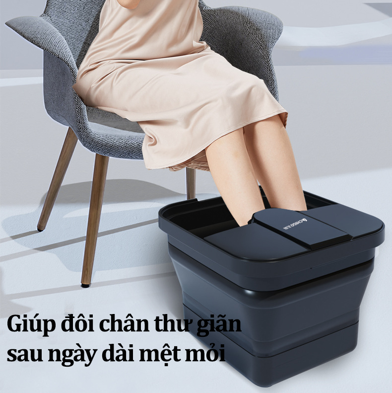 Máy Ngâm Chân Massage Nhiệt Dung Tích 8L Chigo Có Sục Khí Và Con Lăn Mát Xa Chân Bồn Ngâm Chân Gấp Gọn Tiện Lợi Kiêm Chậu Ngâm Chân Công Suất 500W Cải Thiện Giấc Ngủ Loại Bỏ Tế Bào Chết Giảm Đau Mỏi Đôi Chân