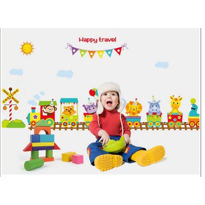 Decal Dán Tường Đoàn Tàu Happy Travel Cho Bé