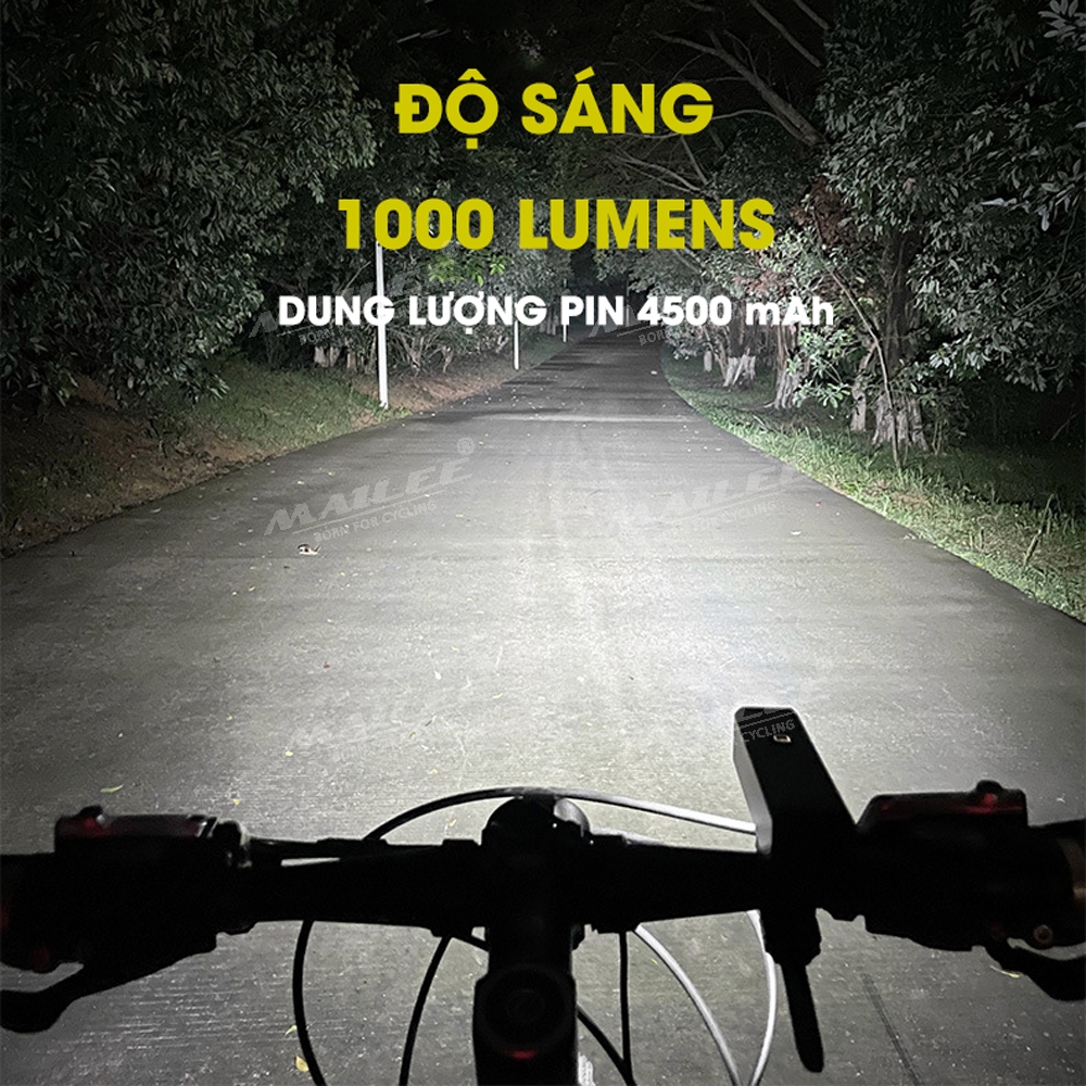Đèn xe đạp LD-86A siêu sáng 1000 lumen, pin dung lượng cao 4500mAh, chất liệu vỏ nhôm, chống nước IP66, có hỗ trợ pad gắn treo (2 phiên bản tùy chọn) - Mai Lee