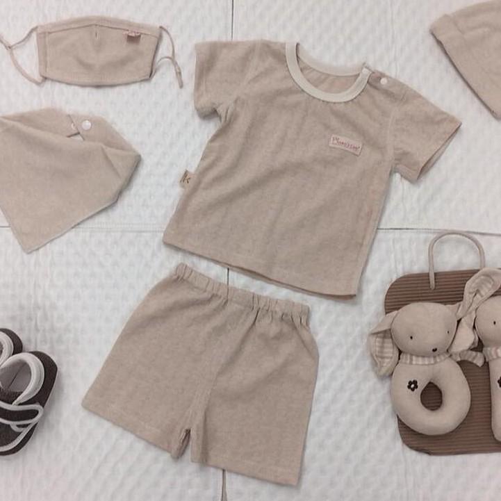 Bộ lửng hè bé trai bé gái 100% organic cotton hữu cơ tự nhiên không tẩy nhuộm hóa chất an toàn cho bé