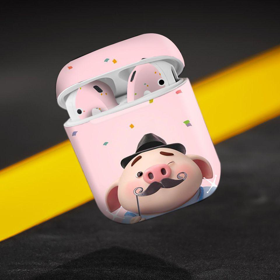 Miếng dán skin cho AirPods in hình Heo con dễ thương - HEO2k19-060 (AirPods ,1 2, Pro, TWS, i12)