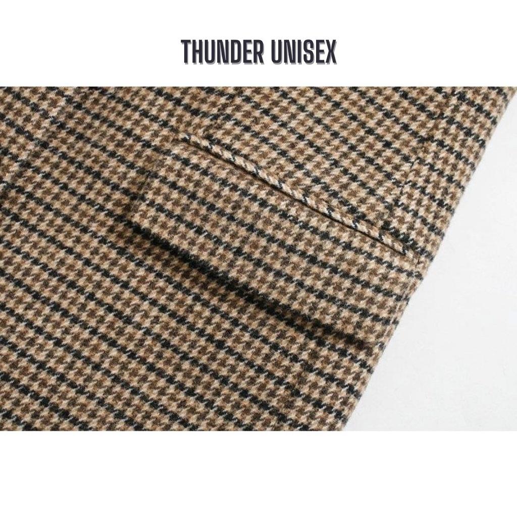 Áo Blazer Kẻ Tay Dài Áo Vest Nữ 2 Lớp Dày Dặn Kiểu Dáng Hàn Quốc Form Chuẩn ThunderUnisex Áo Khoác Cho Nữ