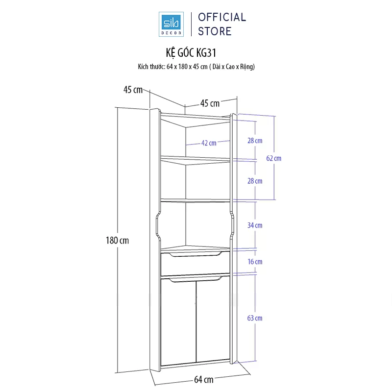  Tủ Gỗ Góc Tường Hình Tam Tam Giác Phù Hợp Đặt Tại Phòng Ăn, Phòng Bếp, Phòng Khách Hiện Đại SIB DECOR