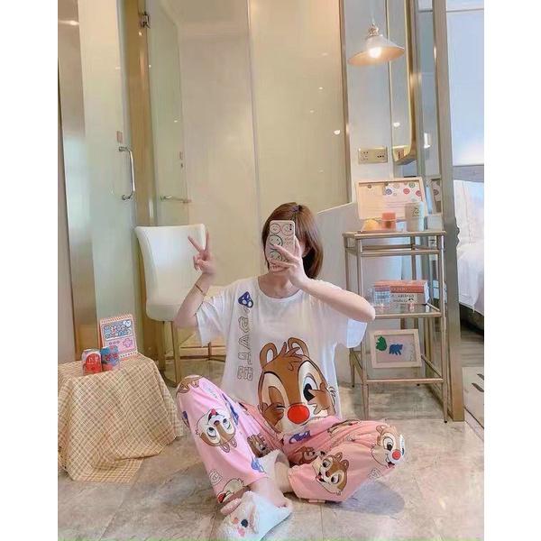 Set bộ đồ dành cho nữ, in hình kitty dễ thương, áo cộc tay quần dài chất thun cotton mềm mại mát mẻ