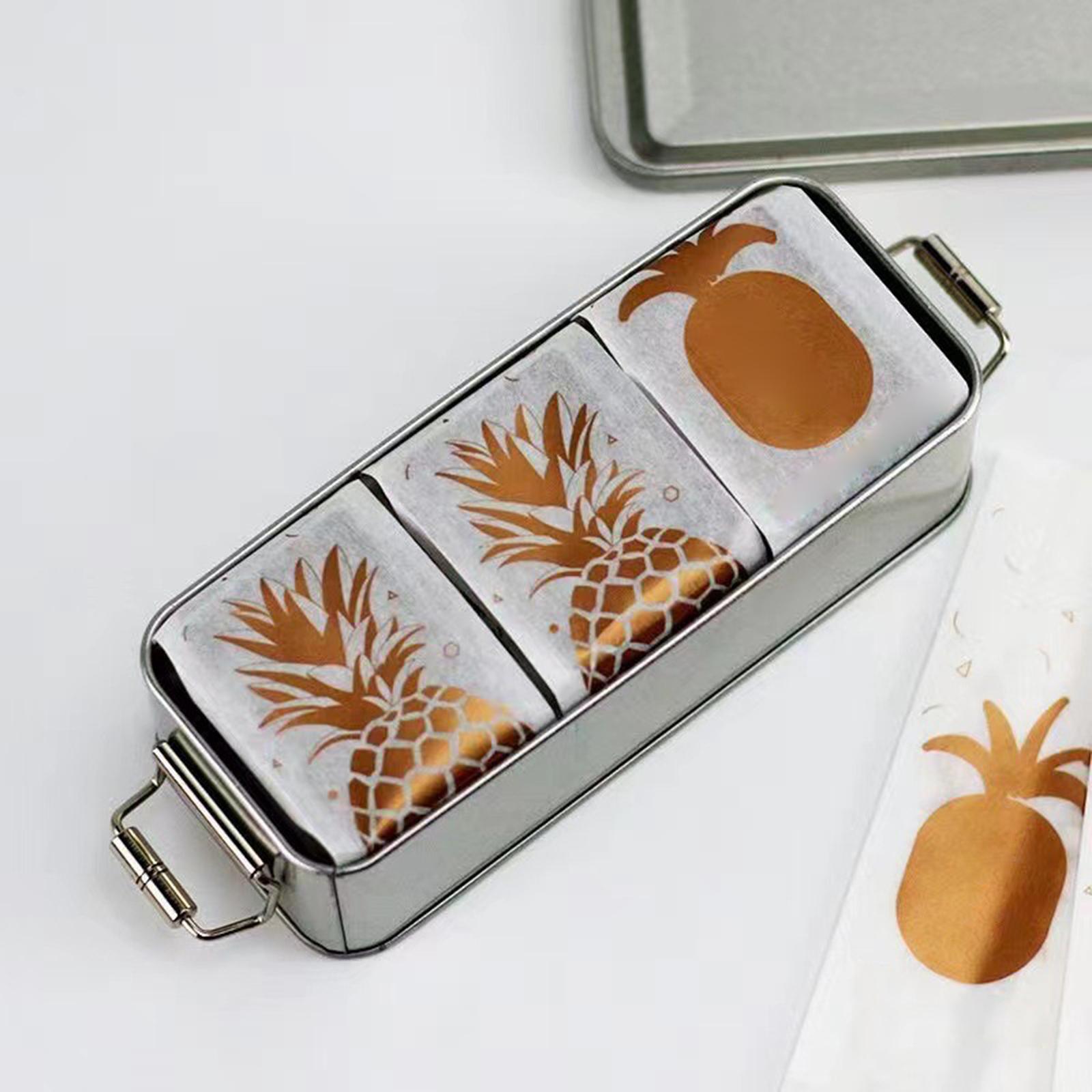 Metal Tin Box with Lid Pineapple Cake Packaging Storage Container Cookie Tin
