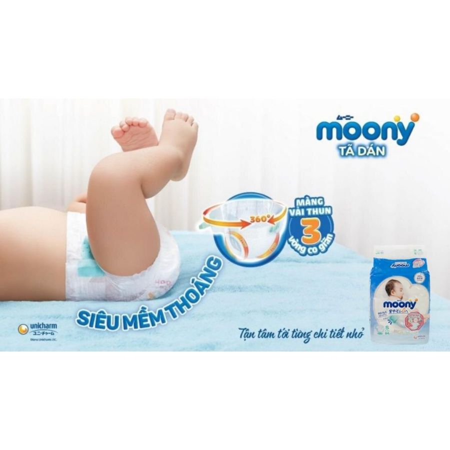 Combo 3 Gói Tã Dán Moony Gói Đại S84 (84 Miếng)