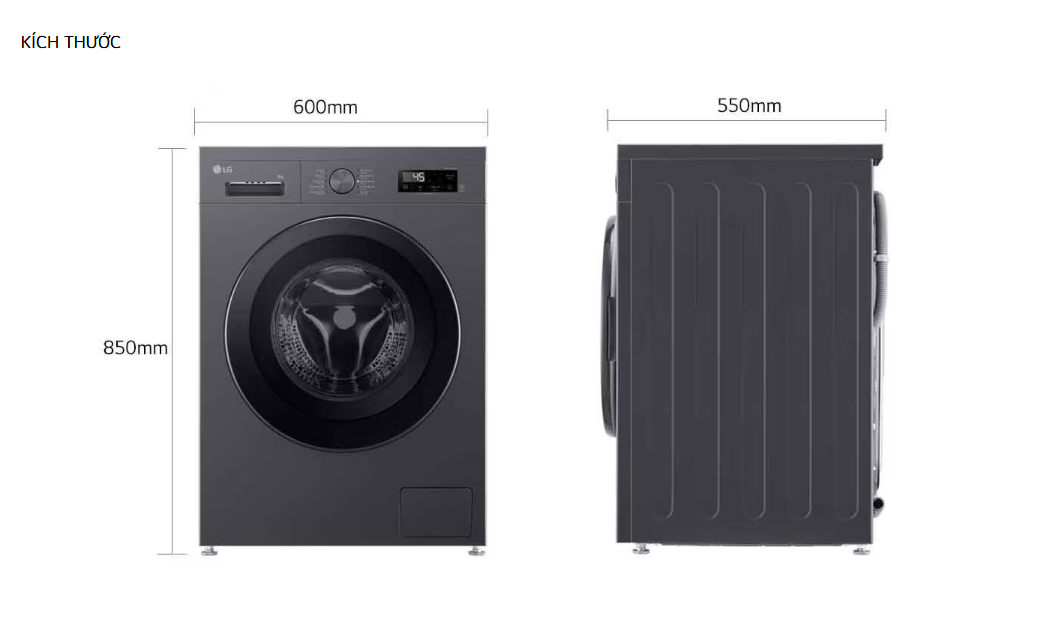 Máy giặt sấy LG AI DD Inverter FB1209D5W.AGWPEVN giặt 9 kg sấy 5kg - Hàng Chính Hãng