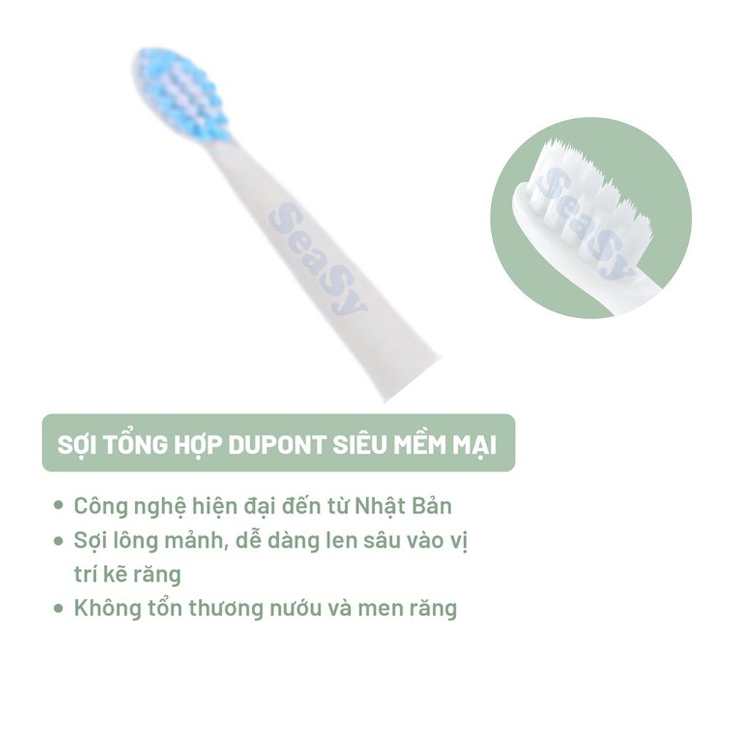 Set 2 Đầu bàn chải điện thay thế SeaSy X8 Pro lông chải siêu mềm kháng khuẩn - Hàng Chính Hãng